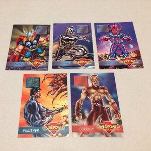 (5) Marvel OVERPOWER Cards Collectible